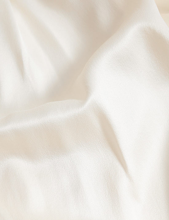 Pure Silk Round Neck Bib Detail Shirt