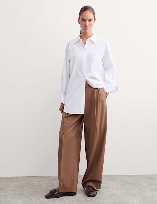 Chemise coupe d&eacute;contract&eacute;e 100 % coton &agrave; d&eacute;tail volant