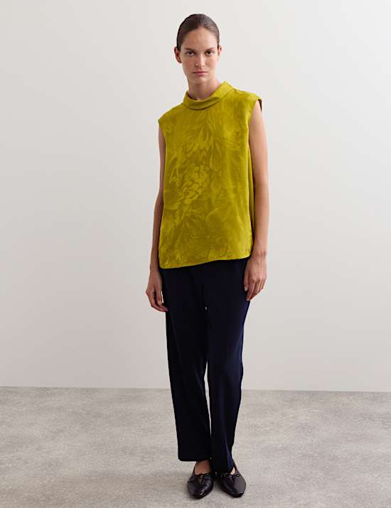 Top coordonné à petites manches et motif avocat jacquard