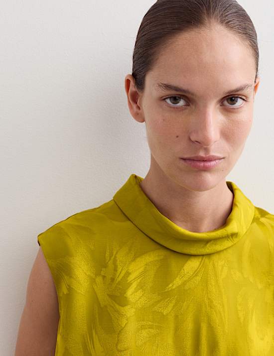 Top coordonné à petites manches et motif avocat jacquard