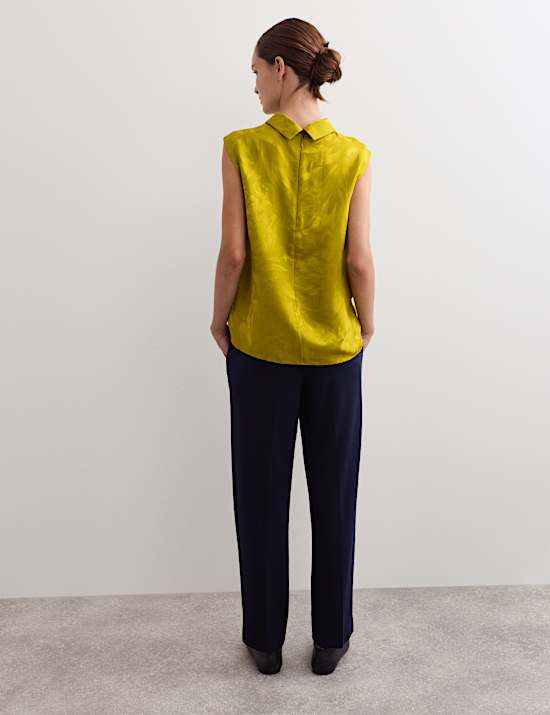 Top coordonné à petites manches et motif avocat jacquard