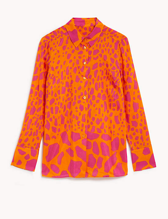 Kemeja Campuran Sutra Motif Hewan