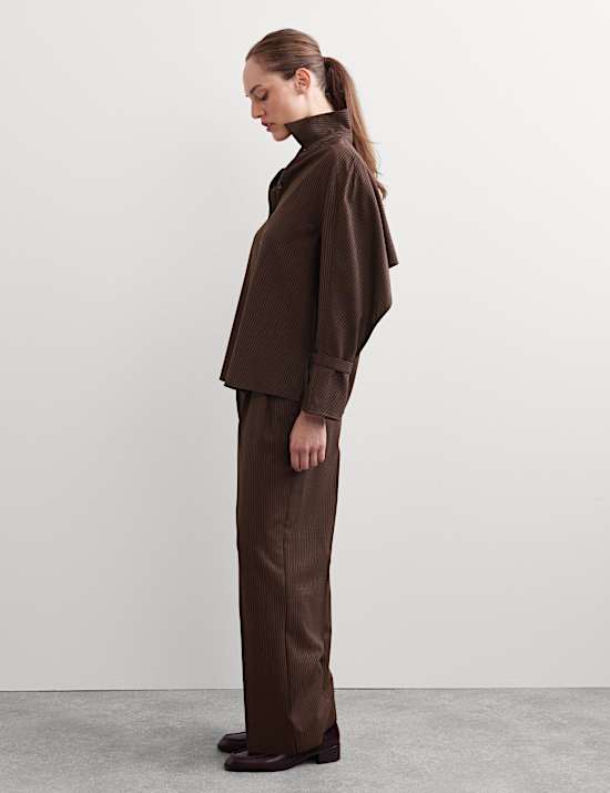 Wool Rich Pinstripe Collared Shirt