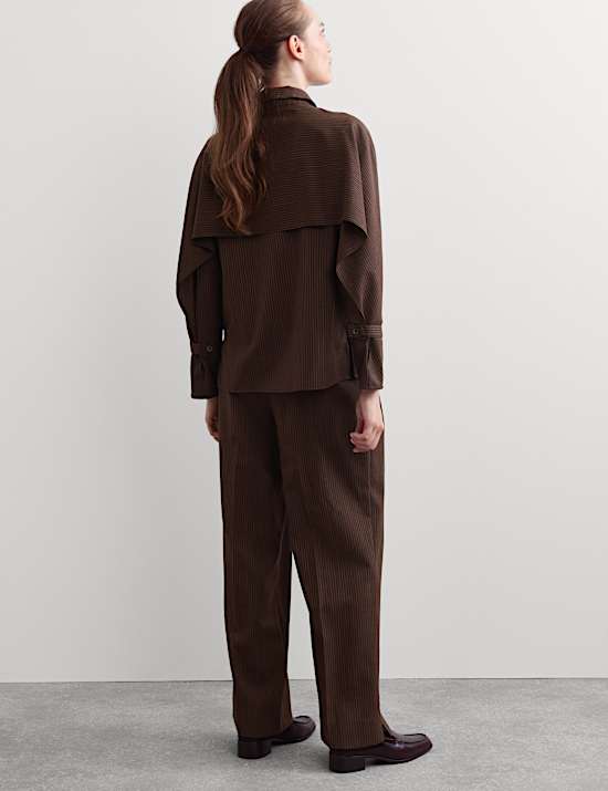 Wool Rich Pinstripe Collared Shirt