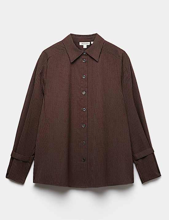 Wool Rich Pinstripe Collared Shirt