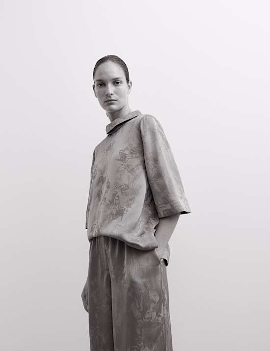 Top à manches courtes et motif jacquard