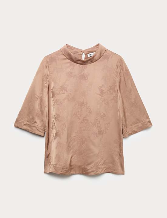 Top à manches courtes et motif jacquard