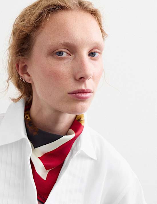 Pure Cotton Collared Bib Detail Shirt
