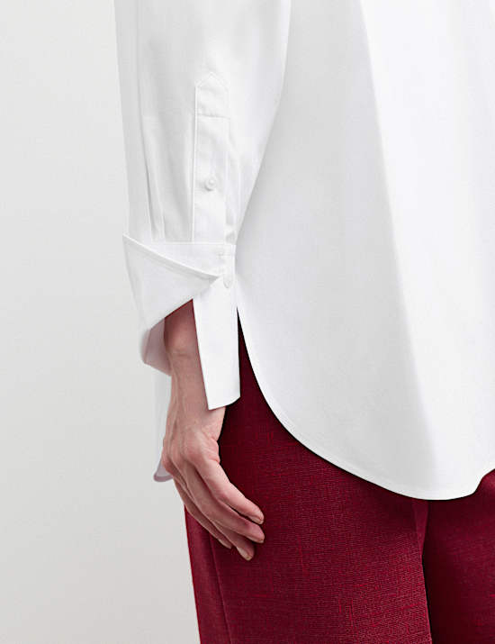 Pure Cotton Collared Bib Detail Shirt