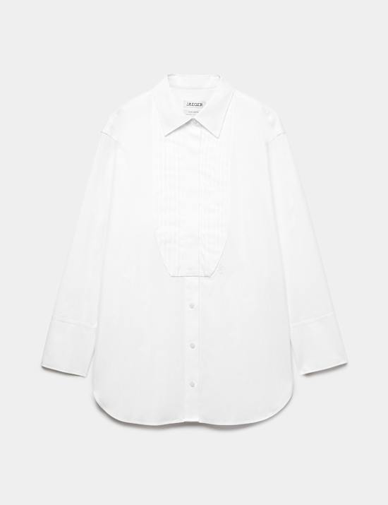 Pure Cotton Collared Bib Detail Shirt