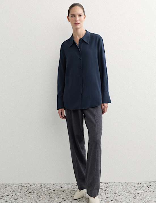 Chemise 100 % soie avec encolure