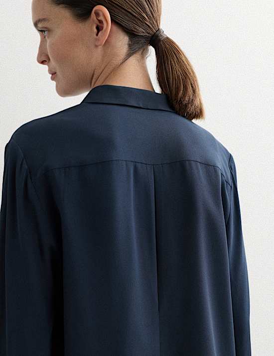 Chemise 100 % soie avec encolure