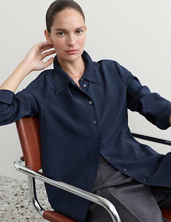 Chemise 100 % soie avec encolure