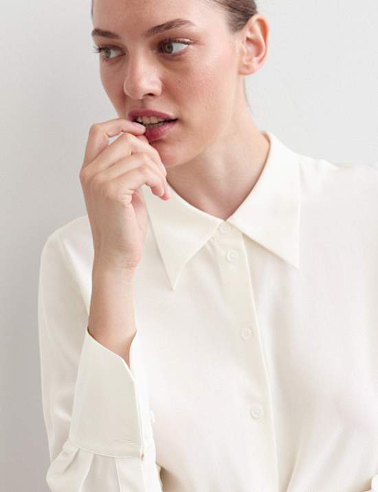 Pure Silk Collared Shirt