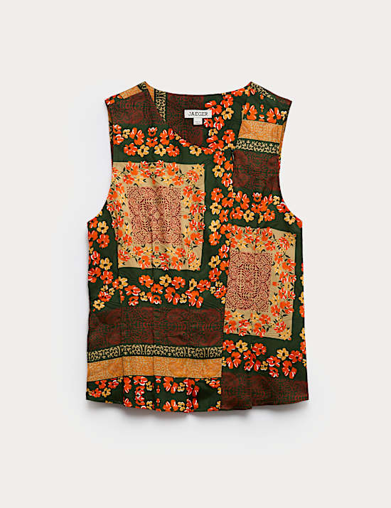 Top con cuello asim&eacute;trico y estampado de pa&ntilde;uelo