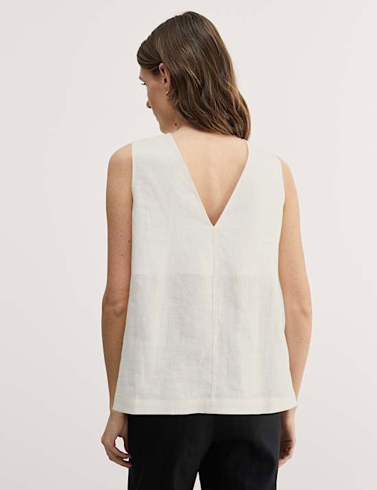 Pure Linen Crew Neck Shell Top