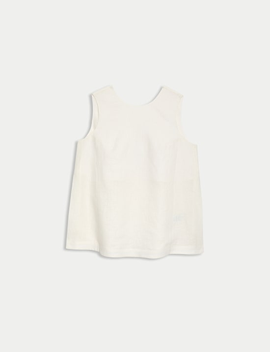 Pure Linen Crew Neck Shell Top
