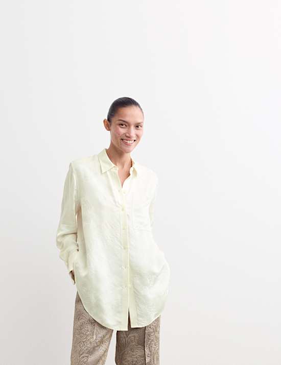 Jacquard Collared Relaxed Shirt