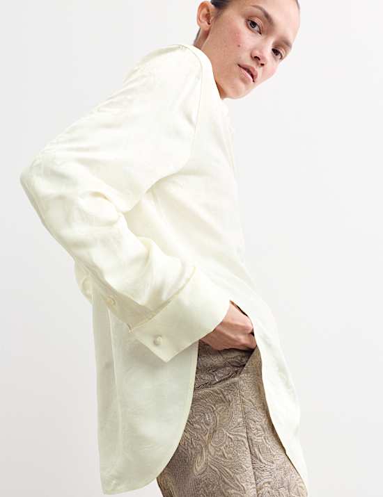 Jacquard Collared Relaxed Shirt