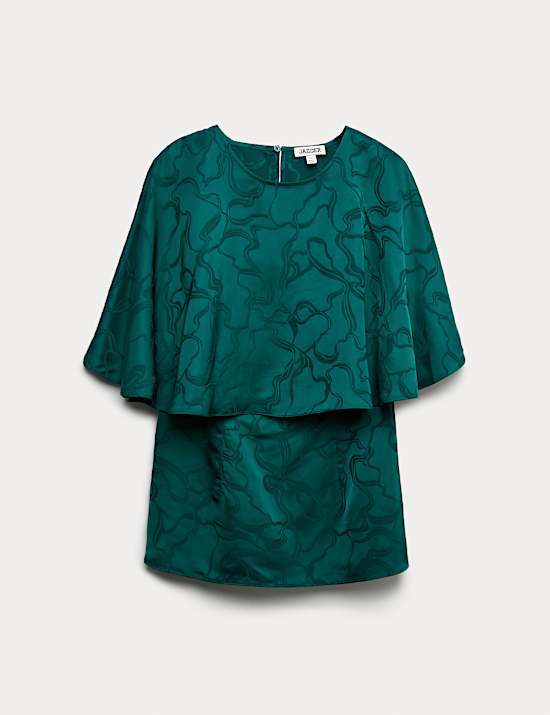 Jacquard Round Neck Cape Top