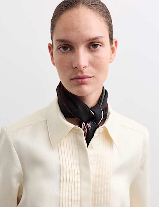 Chemise en laine et soie mélangée à plastron