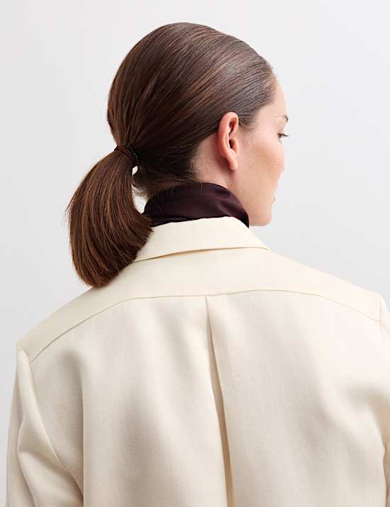 Chemise en laine et soie mélangée à plastron