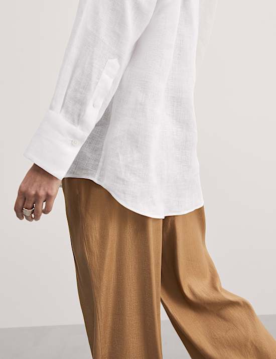 Pure Linen Collared Relaxed Shirt