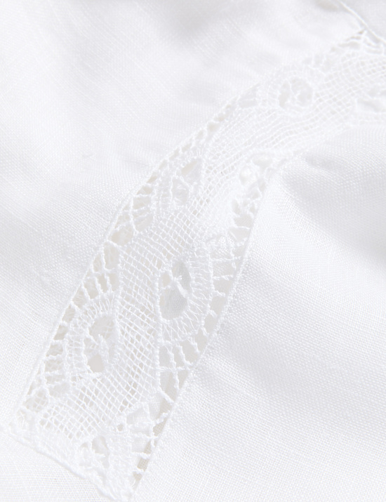 Pure Linen Collared Lace Insert Shirt