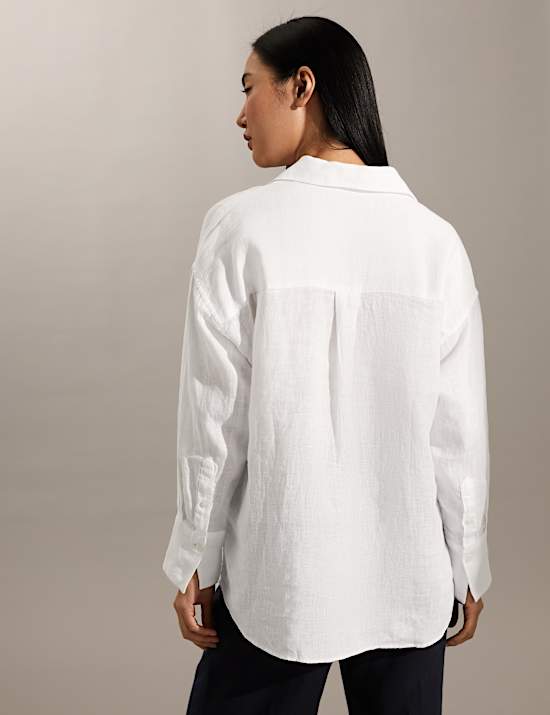 Pure Linen V-Neck Popover Blouse