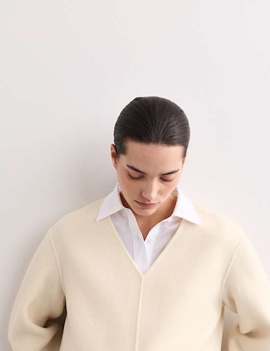 Pure Wool Double Faced V-Neck Relaxed Tunic