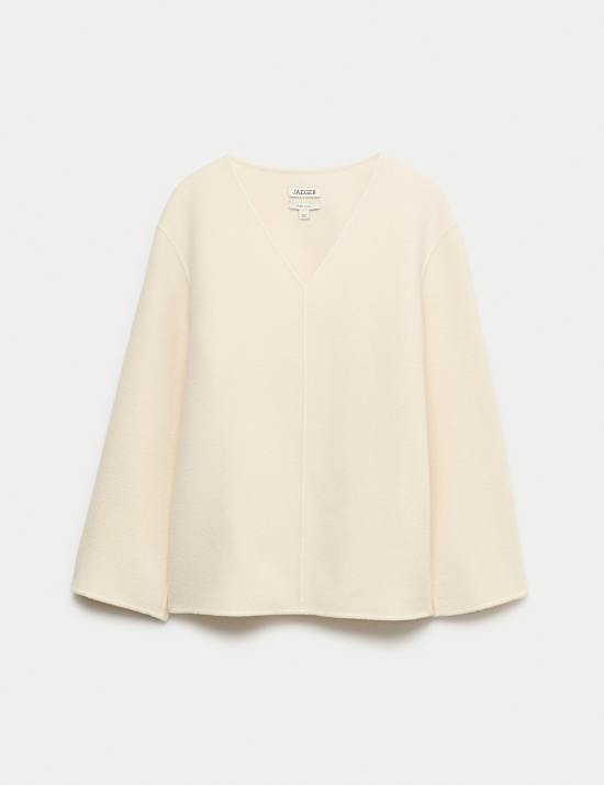 Pure Wool Double Faced V-Neck Relaxed Tunic