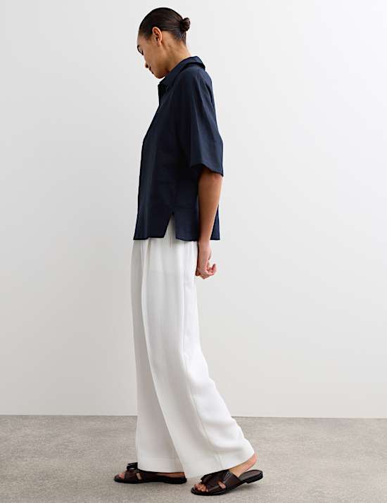 Pure Linen Popover Blouse