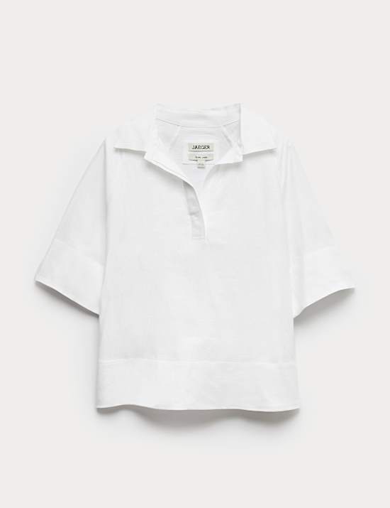 Pure Linen Popover Blouse