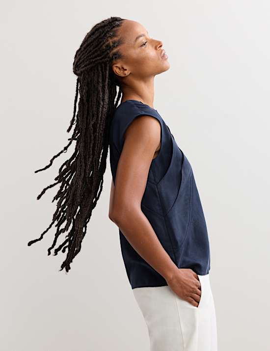 Pure Lyocell Pleat Detail Top