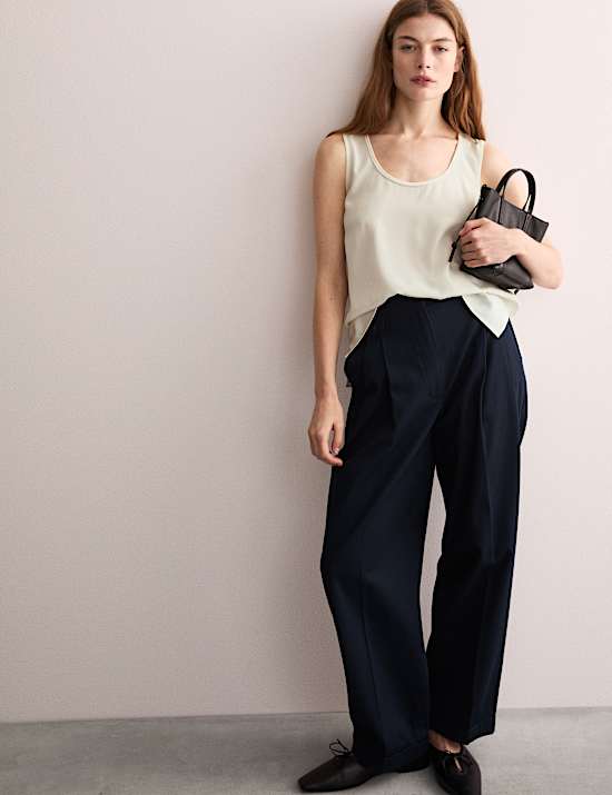 Pure Silk Scoop Neck Shell Top