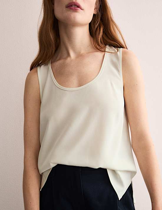 Pure Silk Scoop Neck Shell Top