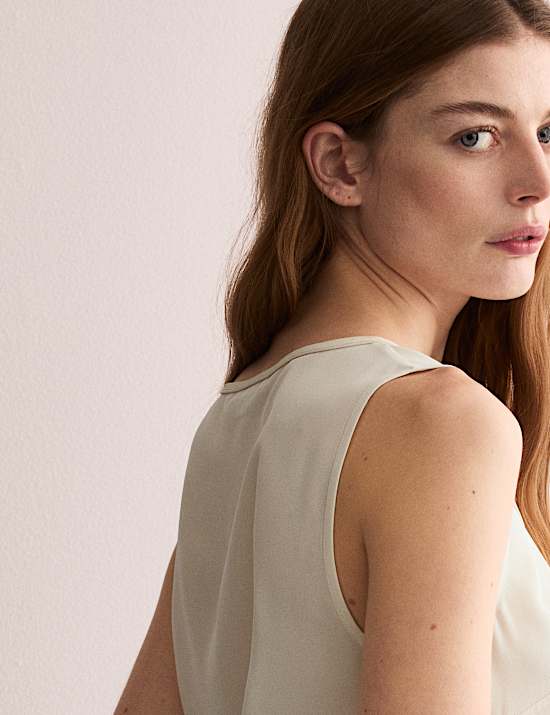 Pure Silk Scoop Neck Shell Top