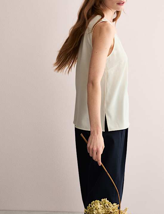 Pure Silk Scoop Neck Shell Top