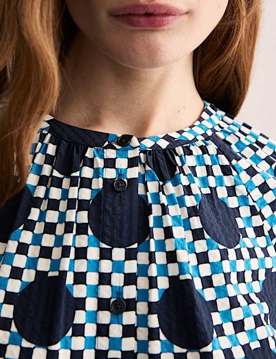 Πουά τοπ Gingham από σύμμεικτο βαμβάκι