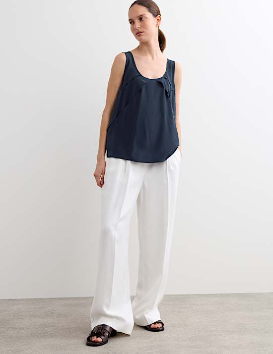 Pure Silk Sculpted Detail Shell Top