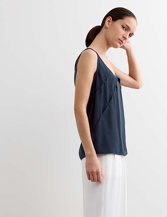 Pure Silk Sculpted Detail Shell Top