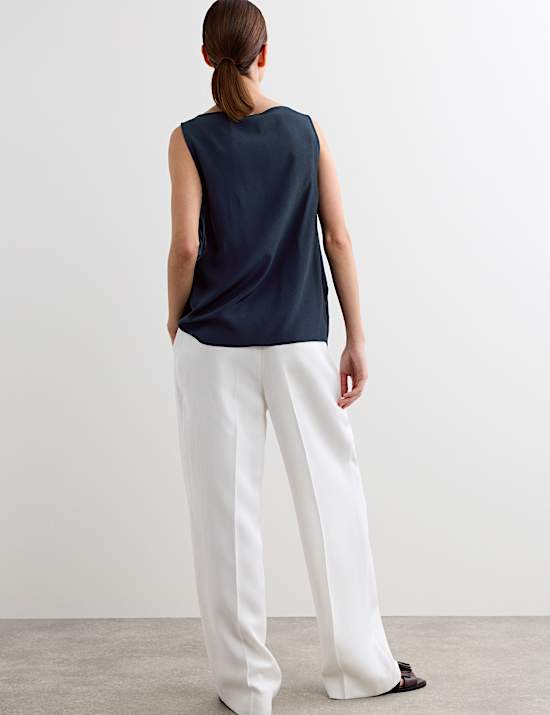 Pure Silk Sculpted Detail Shell Top