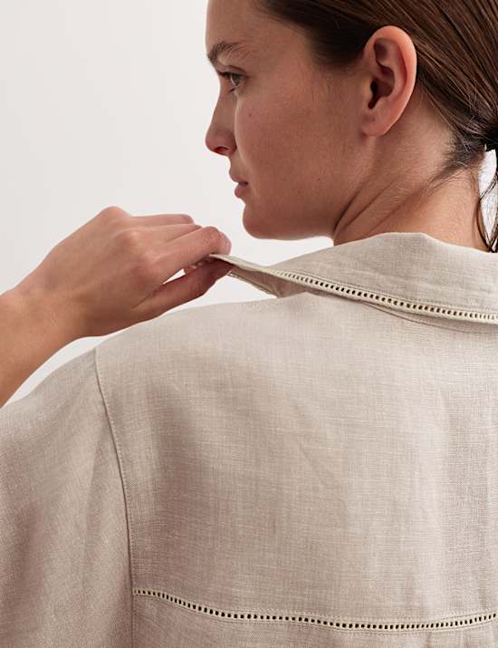 Chemise 100 % lin avec encolure et d&eacute;tail couture