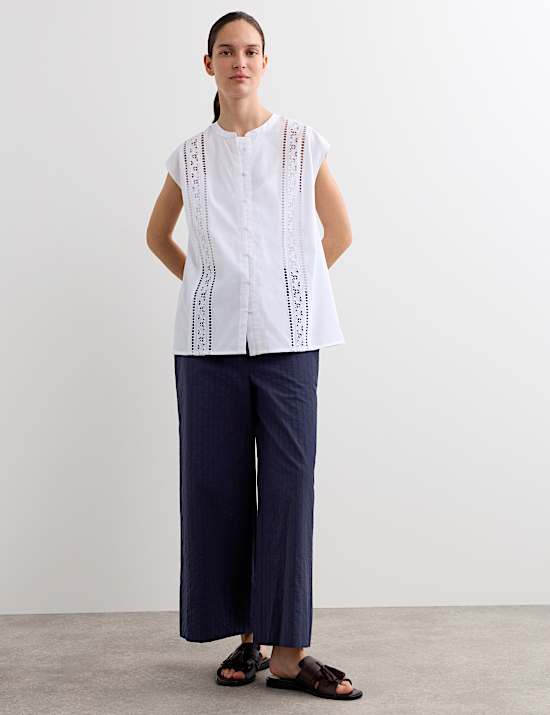 Pure Cotton Broderie Detail Top