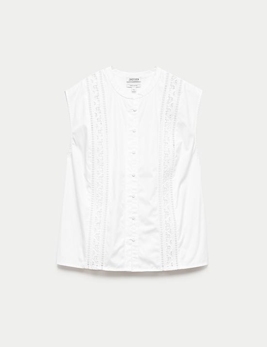 Pure Cotton Broderie Detail Top