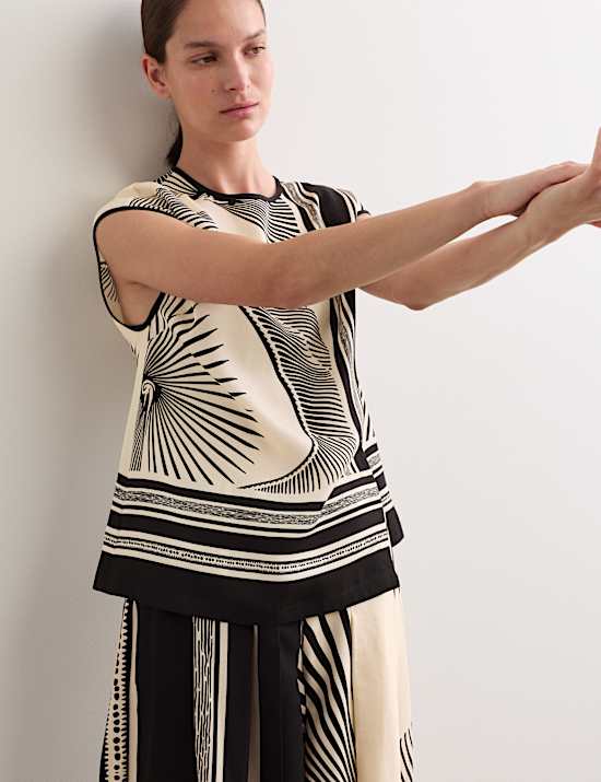 Kraagloze top met print