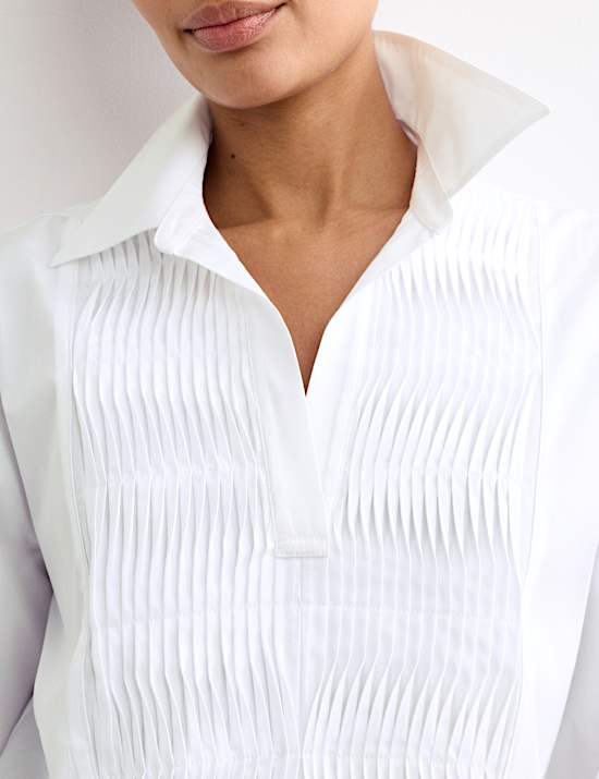 Pure Cotton Collared Bib Detail Shirt
