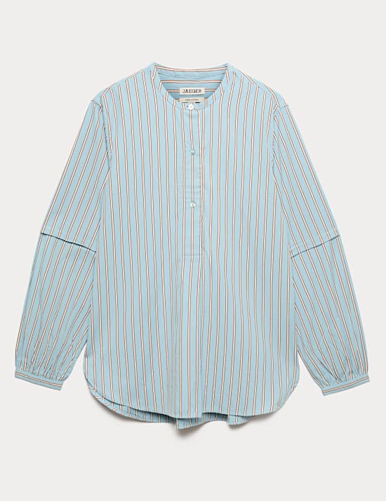 Camisa sin cuello de rayas 100% algod&oacute;n