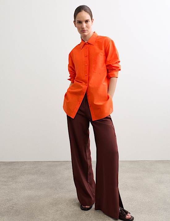 Camisa con cuello informal con seda