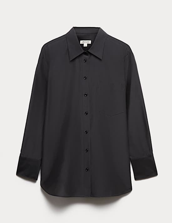 Silk Blend Collared Relaxed Shirt
